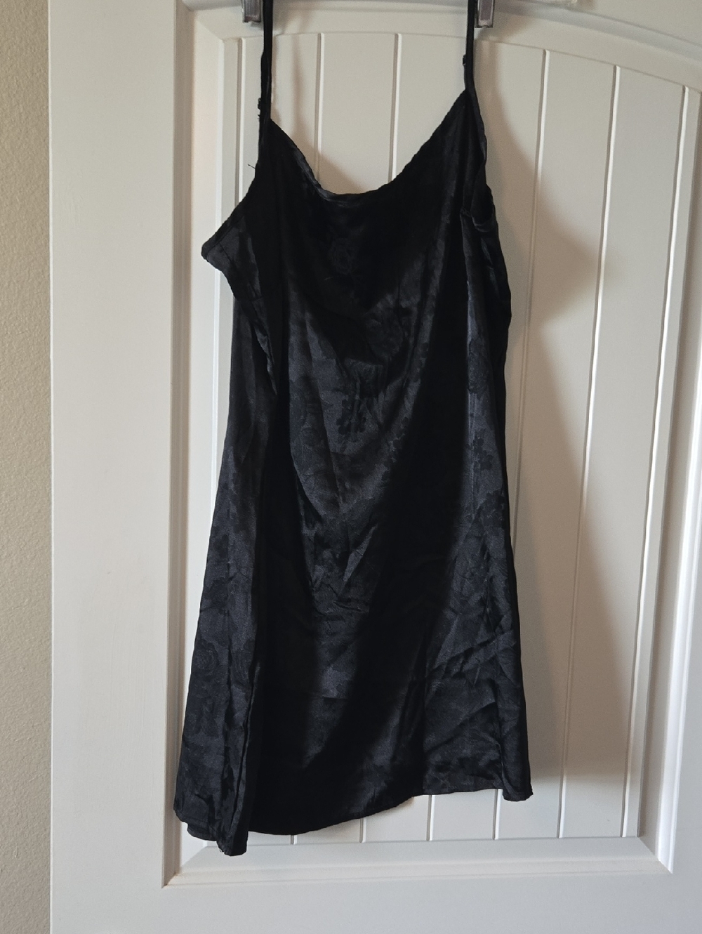 Shyanne Black Satin Slip Mini Dress